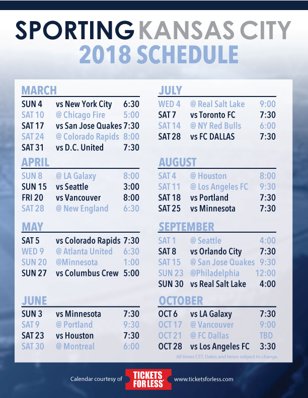 Sporting KC 2018 Schedule Announced- Tickets For Less