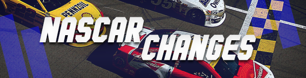 banner with race car and nascar changes text